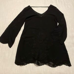 NWOT Astr Sheer Lace Shift Dress with Bell Sleeves